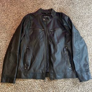 Guess jacket distressed leather style jacket.